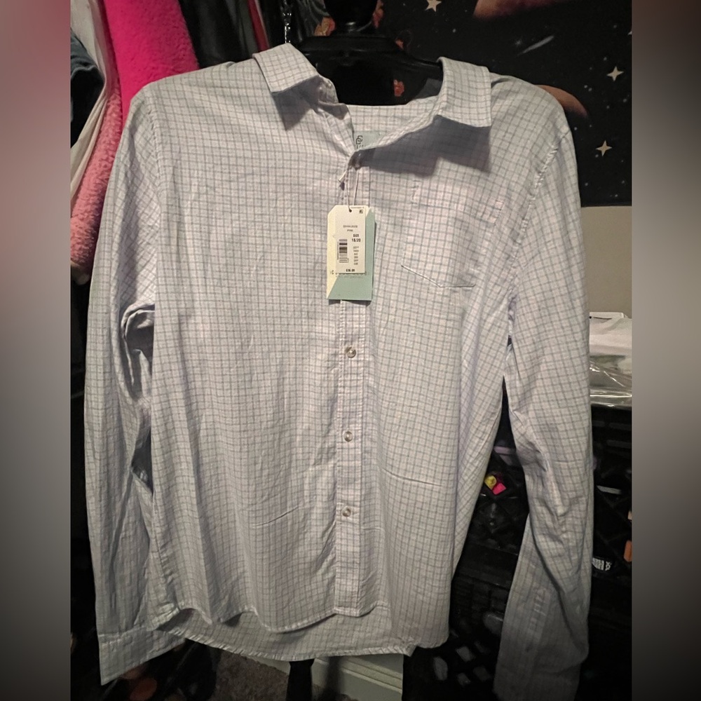 NWT! Class Club Blue Casual Button Down Shirt